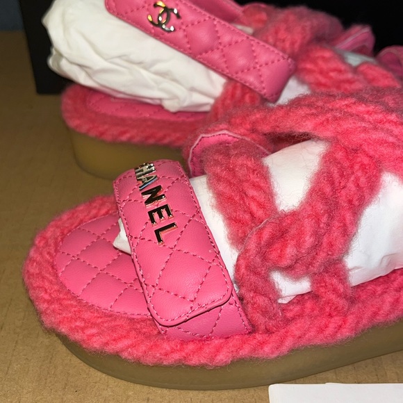 Authentic Chanel Cord Strings Lambskin sandals size 35 - Picture 11 of 12